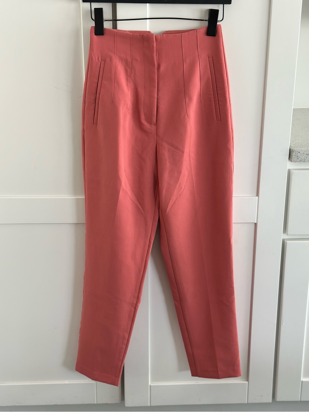 Zara High Waisted Tailored Trousers Coral Pink XS